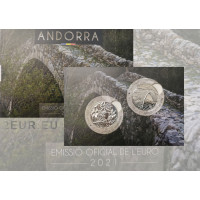 ANDORRA 2021- 2 X 1,25 EURO - Cultural Heritage of Andorra - Narcissus Poeticus - Margineda Bridge
