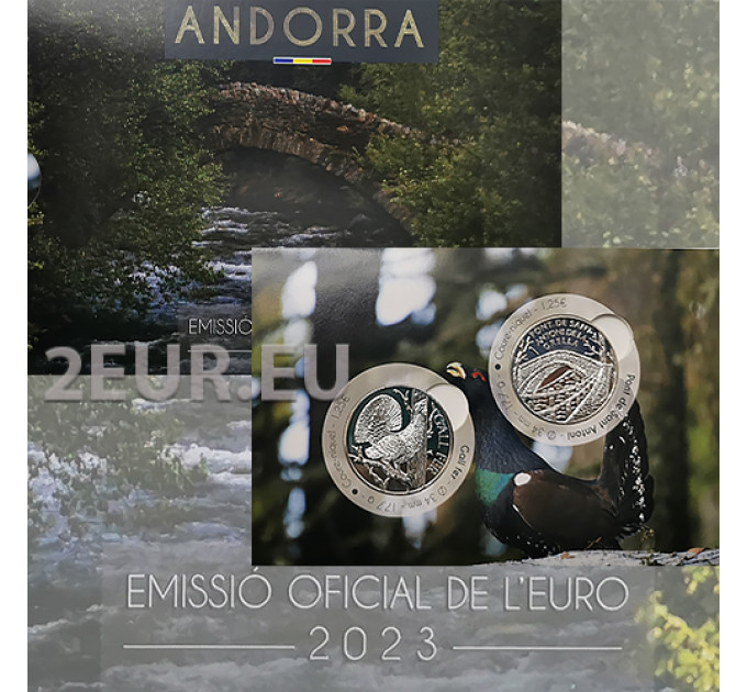ANDORRA 2023 - 2 X 1,25 EURO - Cultureel erfgoed uit Andorra - korhoen en de brug van San Antonio de la Grella