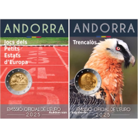Andorra 2 euro BU coincard 2025 - Spelen van de Kleine Staten van Europa + Baardgier