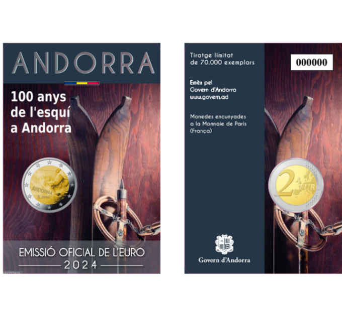 Andorra 2 euro BU coincard 2024 - 100 jaar skiën in Andorra
