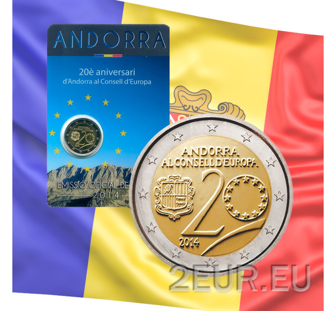 Andorra 2 euro BU coincard 2014 - 20 jaar in de Raad van Europa