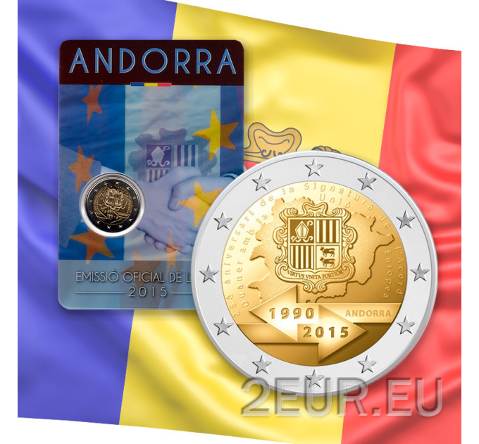 Andorra 2 euro BU coincard 2015 - 25 jaar douane-unie met de EU