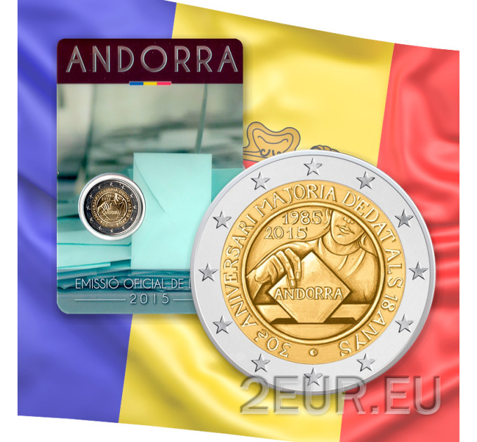 Andorra 2 euro BU coincard 2015 - 30 years since 18 became Legal Age 