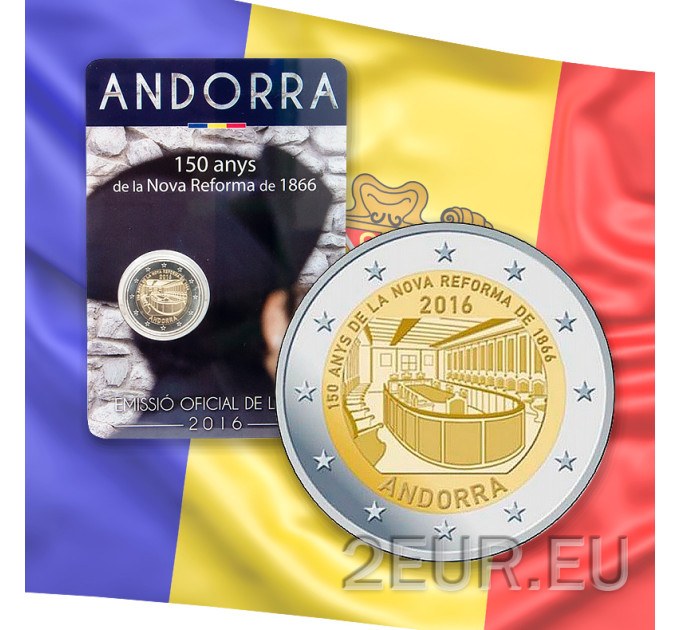Andorra 2 euro BU coincard 2016 - 150ste verjaardag van de nieuwe hervorming 1866