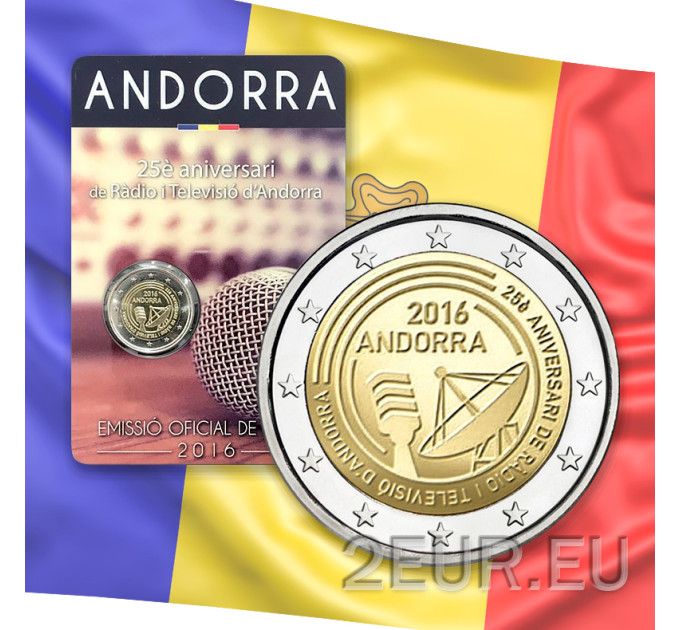 Andorra 2 euro BU coincard 2016 - 25e verjaardag van de radio en televisie van Andorra