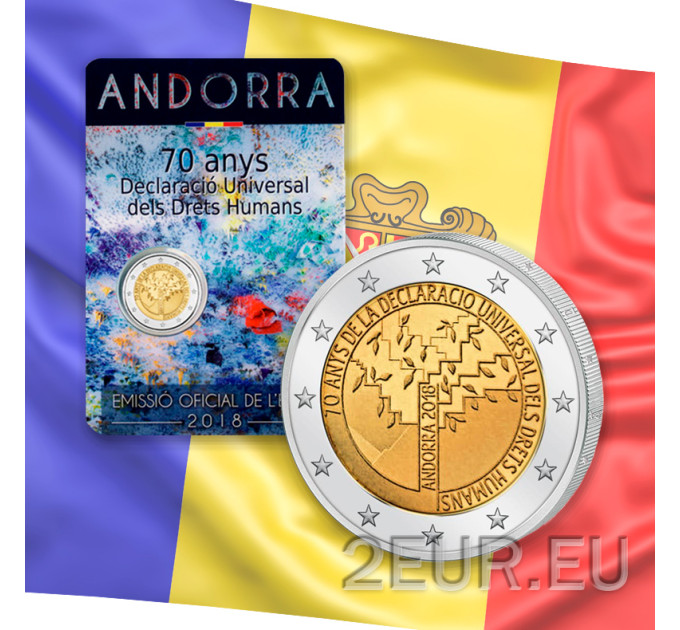 Andorra 2 euro BU coincard 2018 - 70e verjaardag van de Universele Verklaring van de Rechten van de Mens