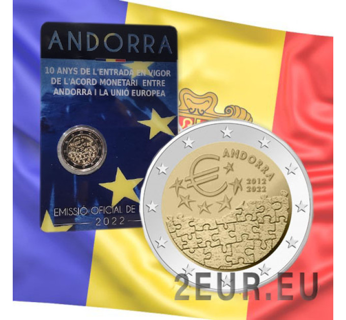 Andorra 2 euro BU coincard 2022 - 10 jaar monetaire overeenkomst tussen Andorra en de EU