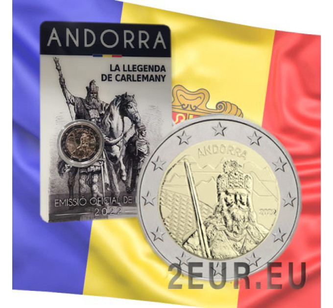 Andorra 2 euro BU coincard 2022 - De legende van Karel de Grote