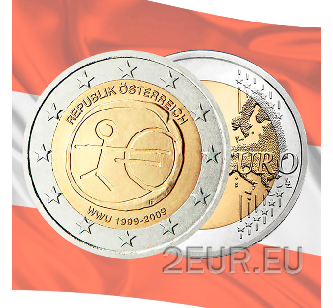 Oostenrijk 2 euro UNC 2009 - 10 jaar euro