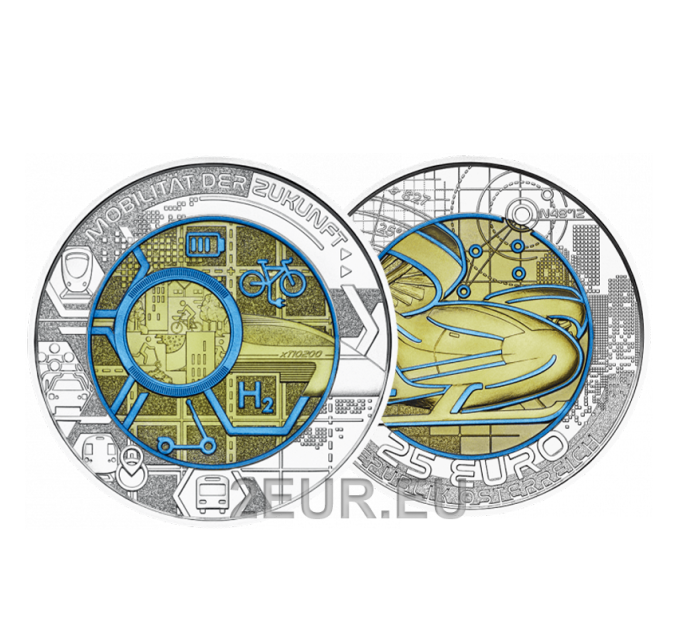 Oostenrijk 25 euro Zilveren Niobium-munt 2021 - Vervoer van de toekomst