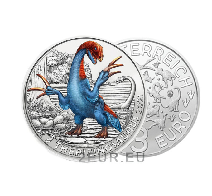  Oostenrijk 3 euromunt 2021 - Therizinosaurus Cheloniformis