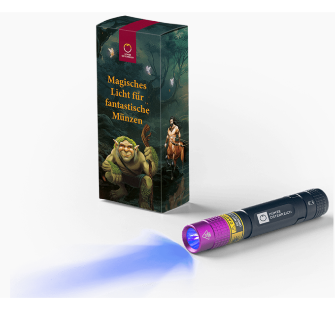 UV-zaklamp voor 3 euromunten Oostenrijk - Mythische wezens