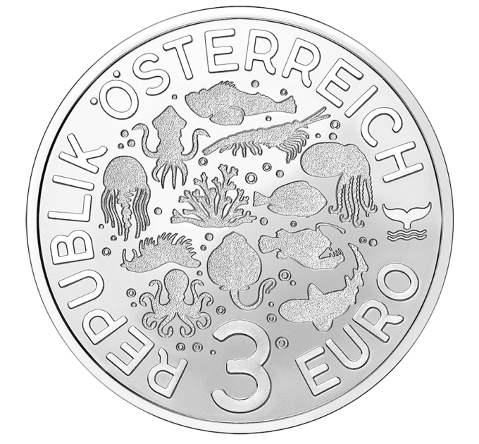 Oostenrijk 3 euromunt 2025 - Lichtgevend zeeleven - Duivels Schorpioenvis