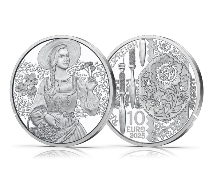 Oostenrijk 10 euro Zilveren munt 2025 - Opdirndln – Linnen