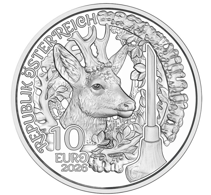 Oostenrijk 10 euro Zilveren munt Proof 2026 - Opdirndln – Anpirschen - Horn