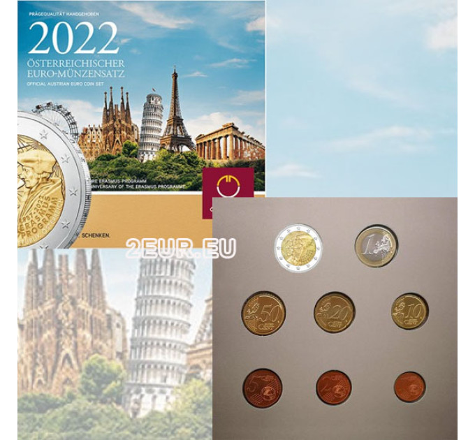 Austria BU 2022 - Euro coin set - 35 jaar Erasmus-programma