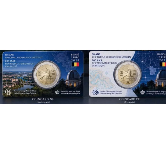 België 2 euro BU 2026 - Het Nationaal Geografisch Instituut (NGI) - FR + NL