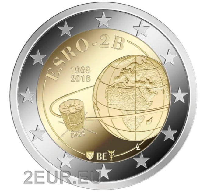 België 2 euro UNC 2018 - Europese Satelliet ESRO 2B 