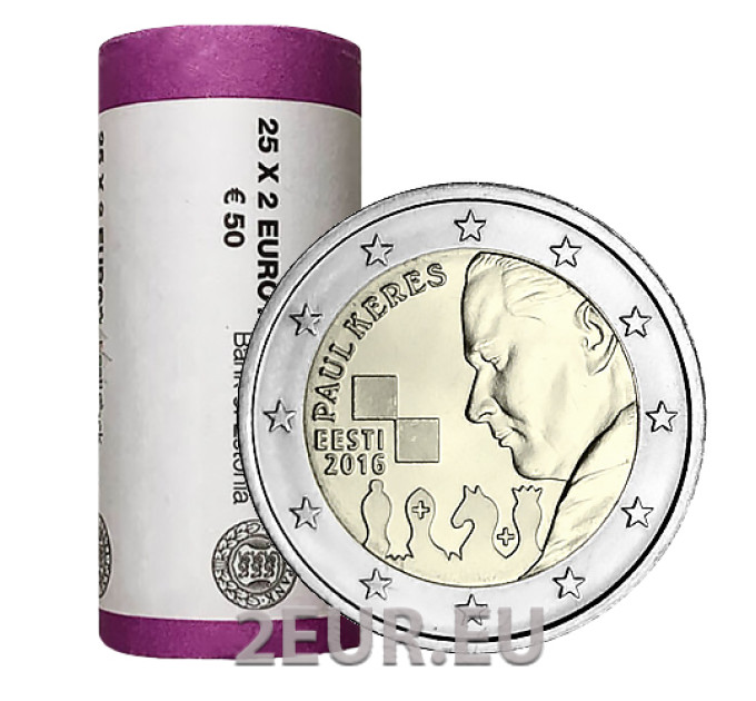 ESTLAND 2 EURO ROL 2016 - 100 jaar sinds de geboorte van Paul Keres