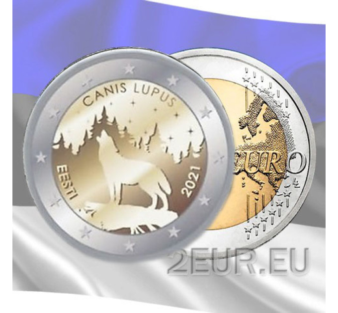 Estland 2 euro UNC 2021 - Nationaltier - Wolf