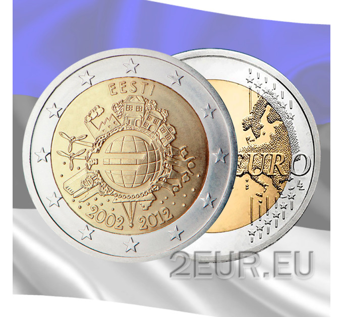 Estland 2 euro UNC 2012 - 10 jaar Euro Cash