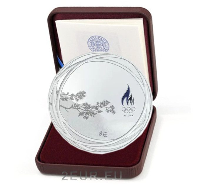 Estonia 8 euro zilveren munt Proof 2022 - XXIV Olympische Winterspelen in Peking