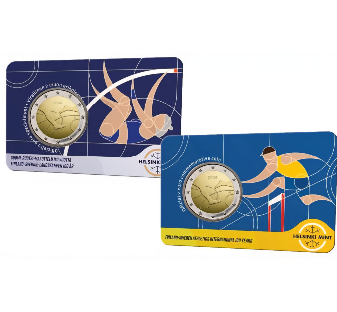 Finland 2 euro BU 2025 - 100 jaar Finland – Zweden Atletiek Internationaal - Fin/Swed + Ang