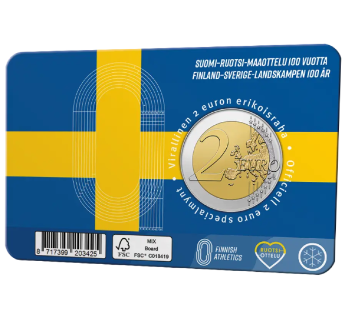 Finland 2 euro BU 2025 - 100 jaar Finland – Zweden Atletiek Internationaal - Eng