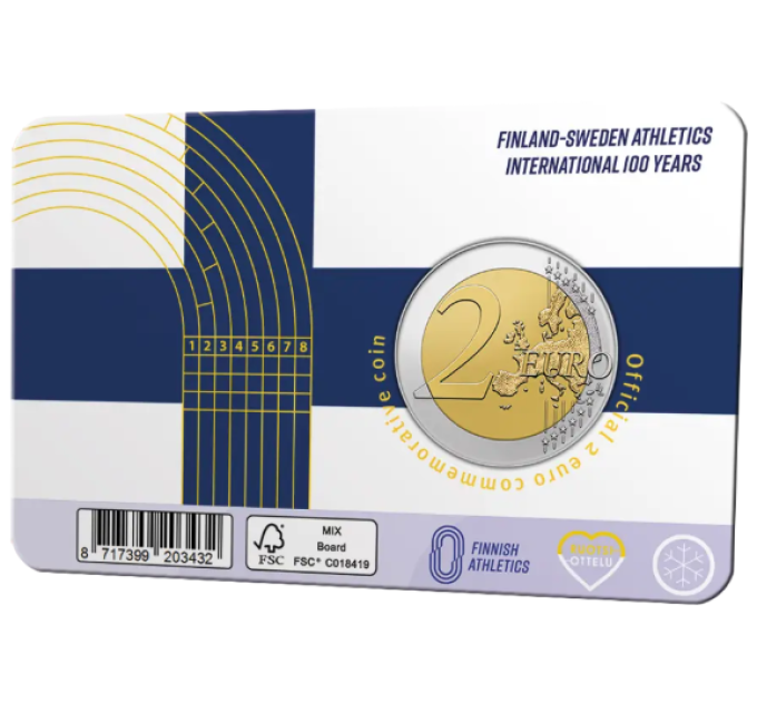 Finland 2 euro BU 2025 - 100 jaar Finland – Zweden Atletiek Internationaal - Fin/Swed