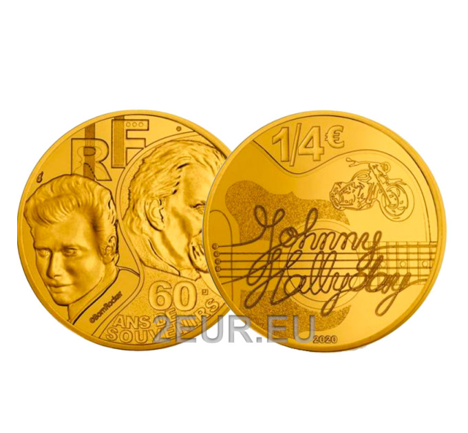 Frankrijk 1/4 euro UNC 2020 - Johnny Hallyday - 60 jaar herinneringen