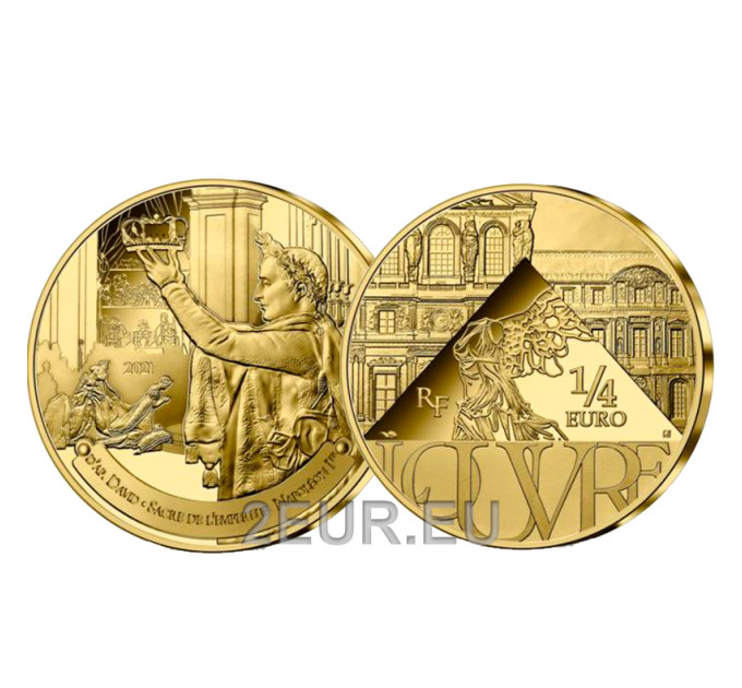 Frankrijk 1/4 euro UNC 2021 - Louvre - De kroning van Napoleon I.