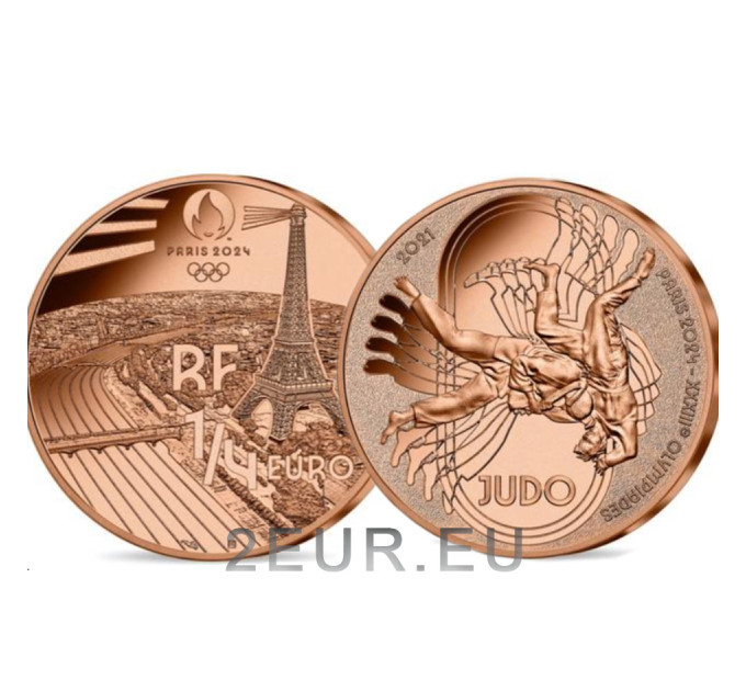 Frankrijk 1/4 euro UNC 2021 - Olympische Spelen 2024 in Parijs - Judo