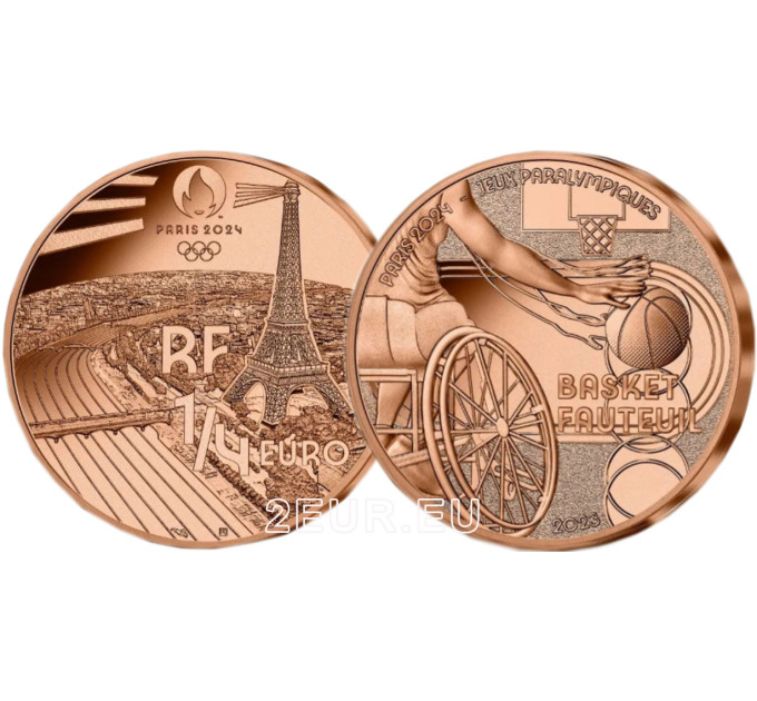 Frankrijk 1/4 euro UNC 2023 - Olympische Spelen 2024 Parijs - Sportrolstoelmand