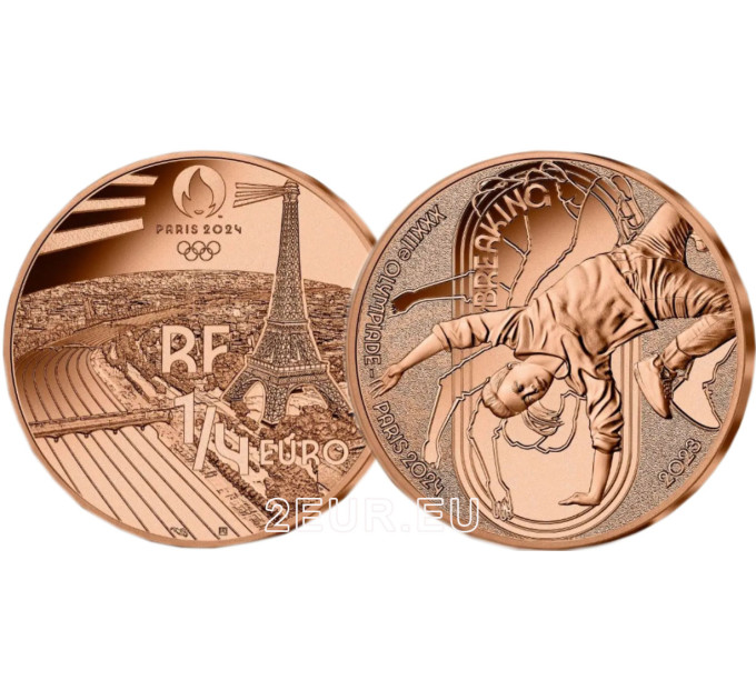 Frankrijk 1/4 euro UNC 2023 - Olympische Spelen 2024 Parijs - Breken