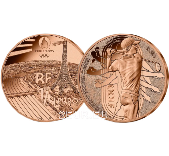 Frankrijk 1/4 euro UNC 2023 - Olympische Spelen 2024 Parijs - Golf