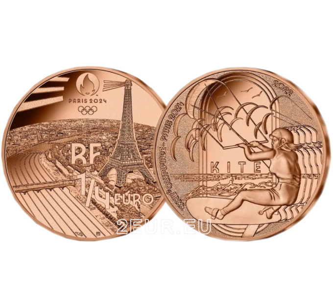Frankrijk 1/4 euro UNC 2022 - Olympische Spelen 2024 Parijs - Sportvlieger