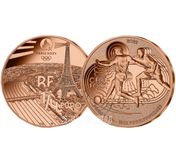 Frankrijk 1/4 euro UNC 2022 - Olympische Spelen 2024 Parijs - Sportblind voetbal