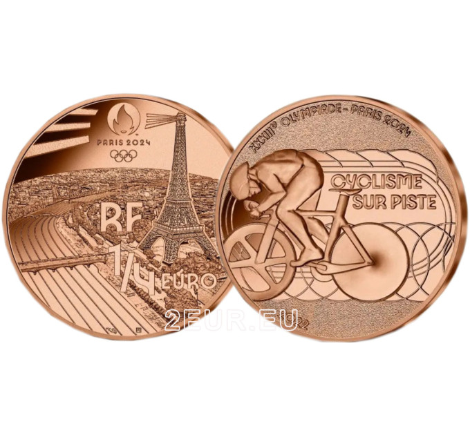 Frankrijk 1/4 euro UNC 2022 - Olympische Spelen 2024 Parijs - Sport Fietsen