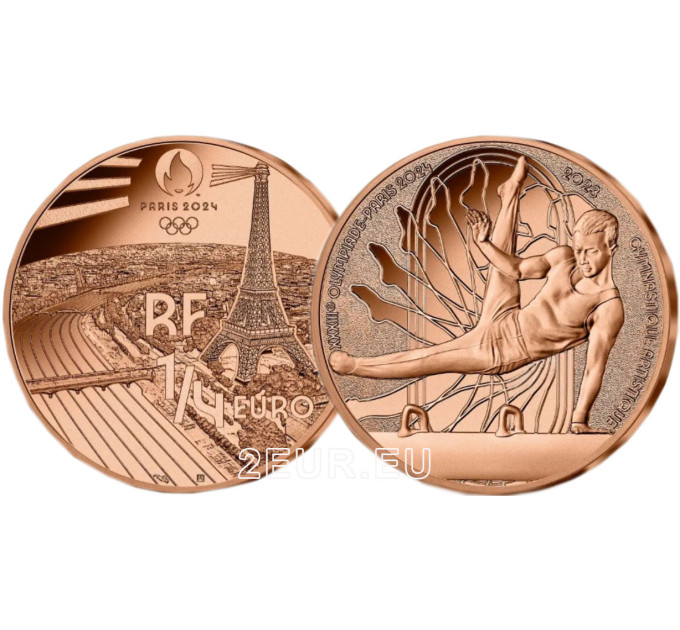 Frankrijk 1/4 euro UNC 2023 - Olympische Spelen 2024 Parijs - Sport Artistieke Gymnastiek