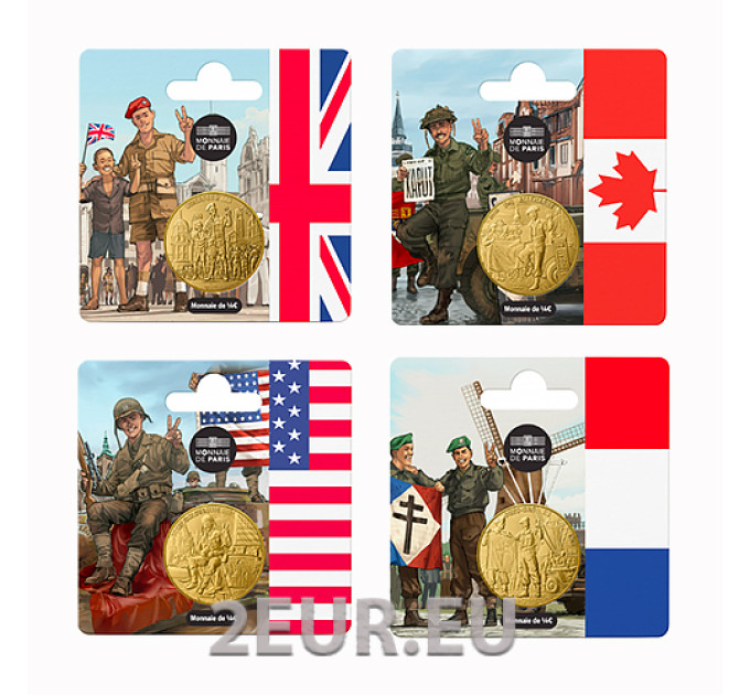 Frankrijk 1/4 euro UNC 2025 - 80e verjaardag van D-DAY – Juno-strand
