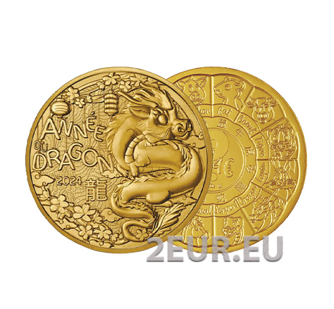 Frankrijk 1/4 euro UNC 2024 - Chinese kalender -Jaar van de Draak