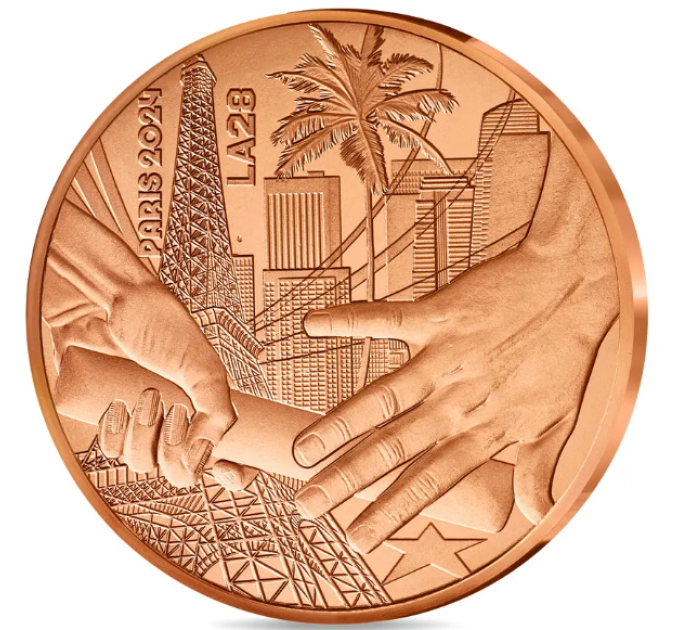 Frankrijk 1/4 euro UNC 2024 - Olympische Spelen 2024 Parijs - Overdracht Parijs-Los Angeles
