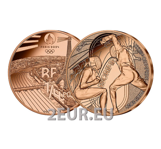 Frankrijk 1/4 euro UNC 2024 - Olympische Spelen 2024 Parijs - Sport hekwerk