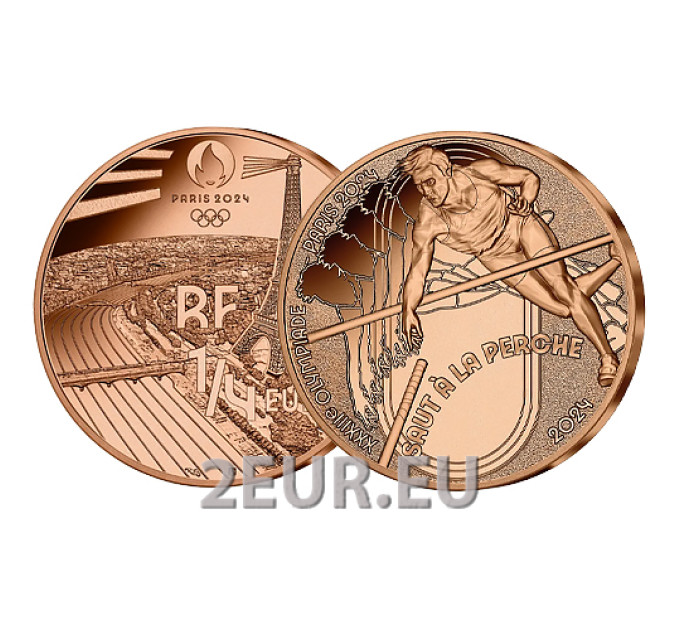 Frankrijk 1/4 euro UNC 2024 - Olympische Spelen 2024 Parijs - Sport polsstokhoogspringen
