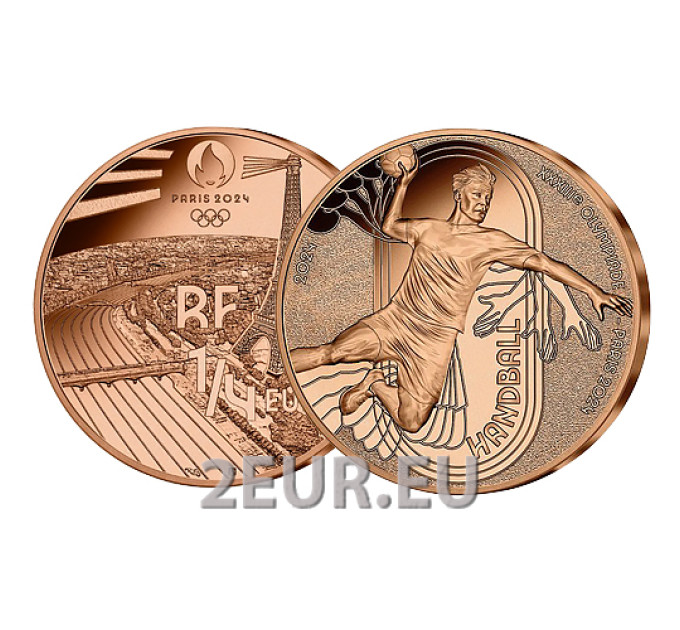 Frankrijk 1/4 euro UNC 2024 - Olympische Spelen 2024 Parijs - sport handbal