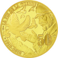 Frankrijk 50 euro Gouden munt Proof 2018 - De Grote Oorlog - Vrede