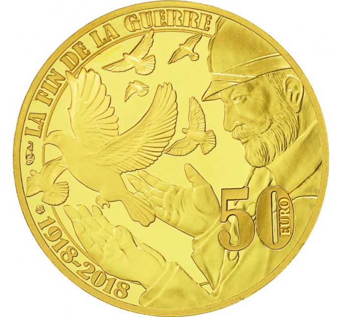 Frankrijk 50 euro Gouden munt Proof 2018 - De Grote Oorlog - Vrede