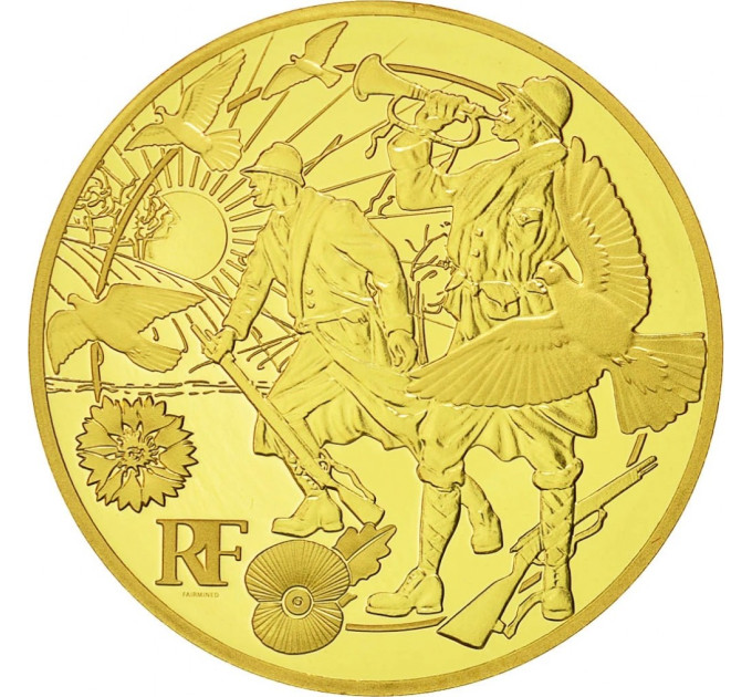 Frankrijk 50 euro Gouden munt Proof 2018 - De Grote Oorlog - Vrede