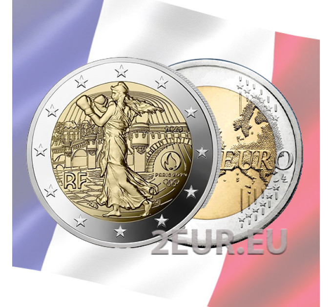 Frankrijk 2 euro UNC 2023 - Olympische Spelen van Parijs 2024 - De zaaier beoefent pugilisme