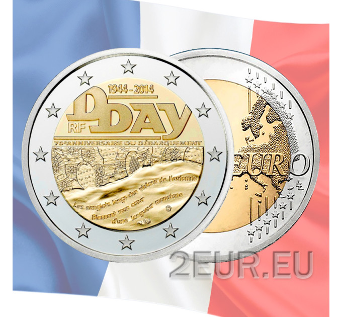 Frankrijk 2 euro UNC 2014 - 70e verjaardag van de landing in Normandië op 6 juni 1944 - D-Day